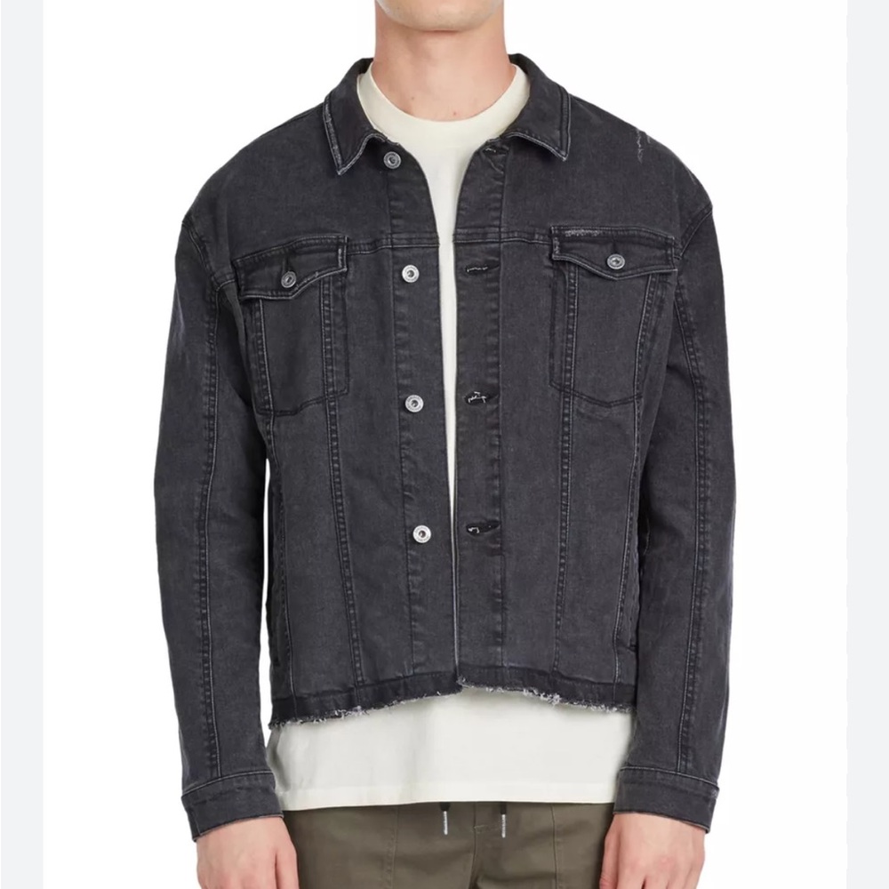 Zanerobe Black Grey Jeans Snitch Denim Jacket Distressed Size M